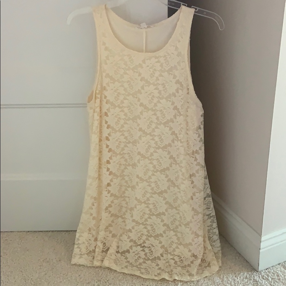 off white lace socialite dress size medium sleeveless cream ivory